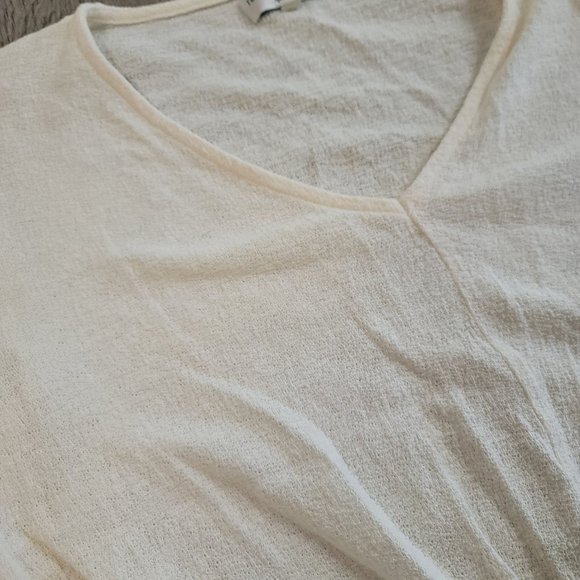 Madewell texture & thread style # j8537 100% cotton cream tie front tee shirt Lg - Picture 6 of 8